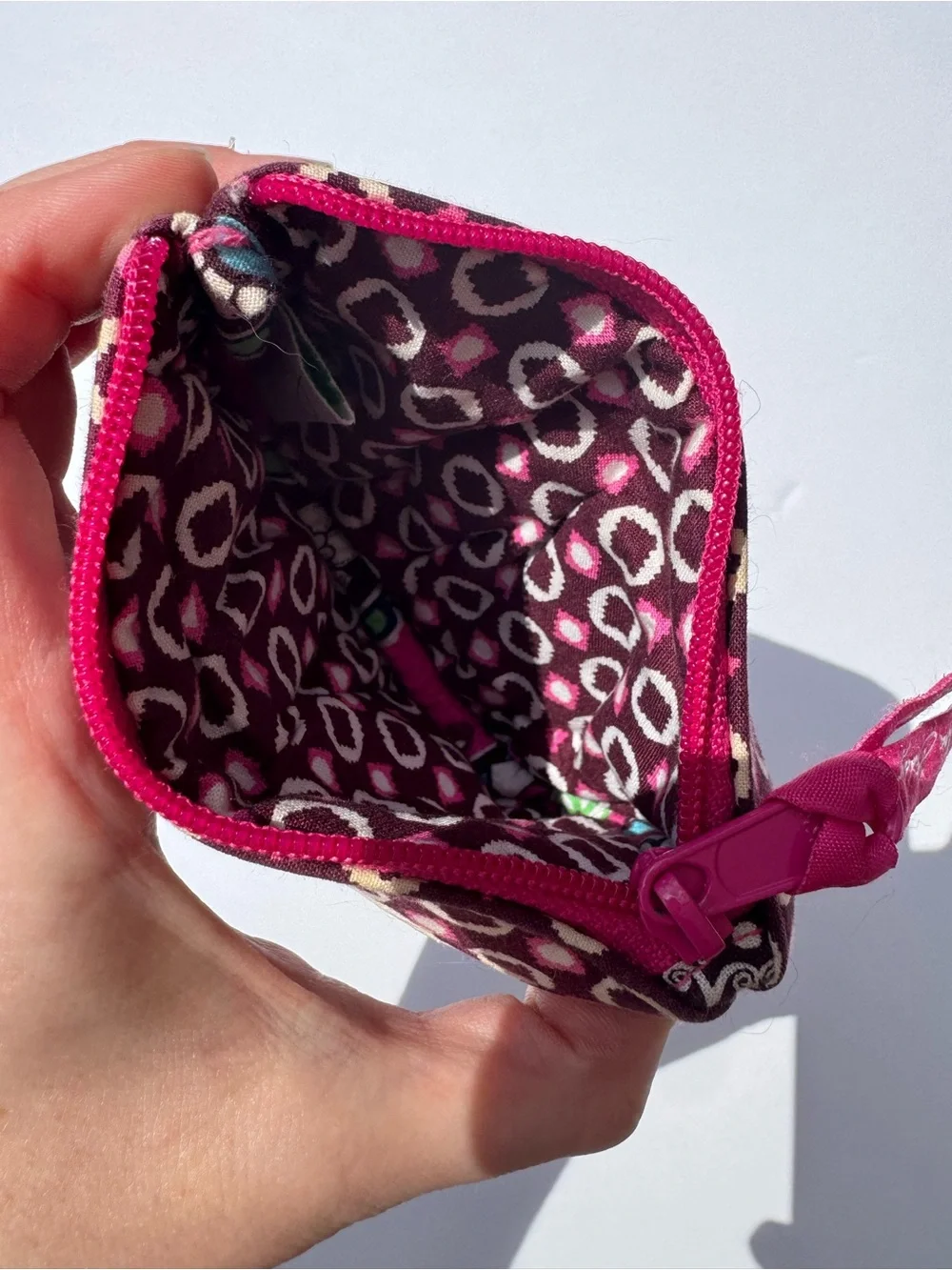 Vera Bradley Pink & Brown Quilted Coin Wristlet